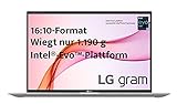 LG gram 16 Zoll Ultralight Notebook 2021 Edition - 1,19 kg leichter Intel Core i7 Laptop (16GB LPDDR4, 512GB SSD, 22 h Akkulaufzeit, WQXGA IPS Display, Thunderbolt 4, Windows 10 Home) - Silber